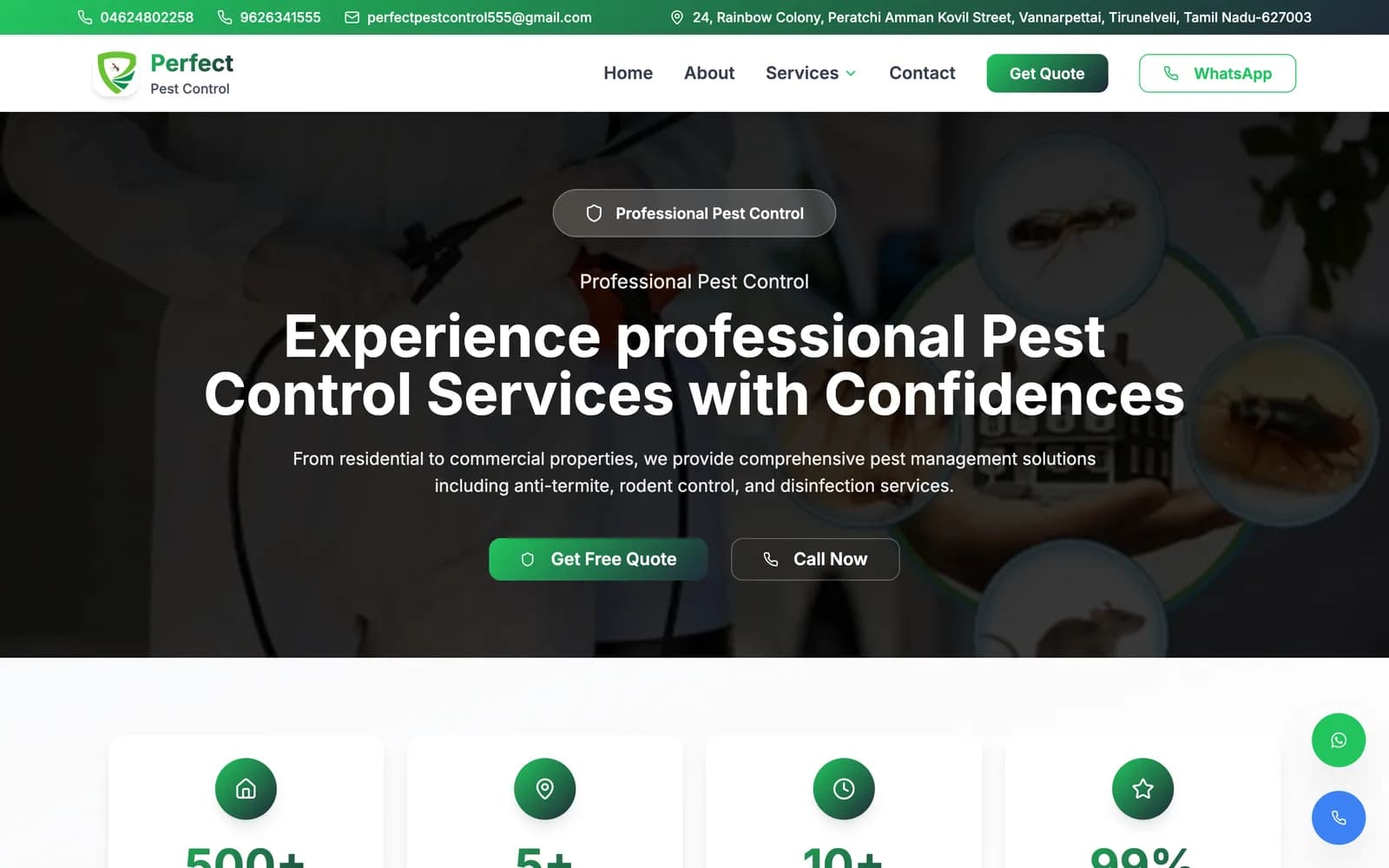 Perfect Pest Control website