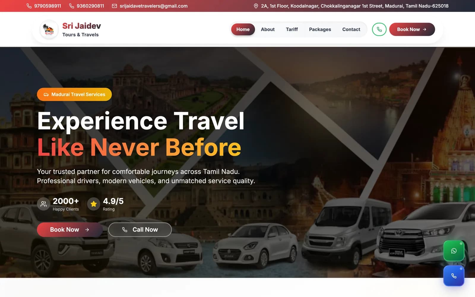 Sri Jaidev Tours & Travels website