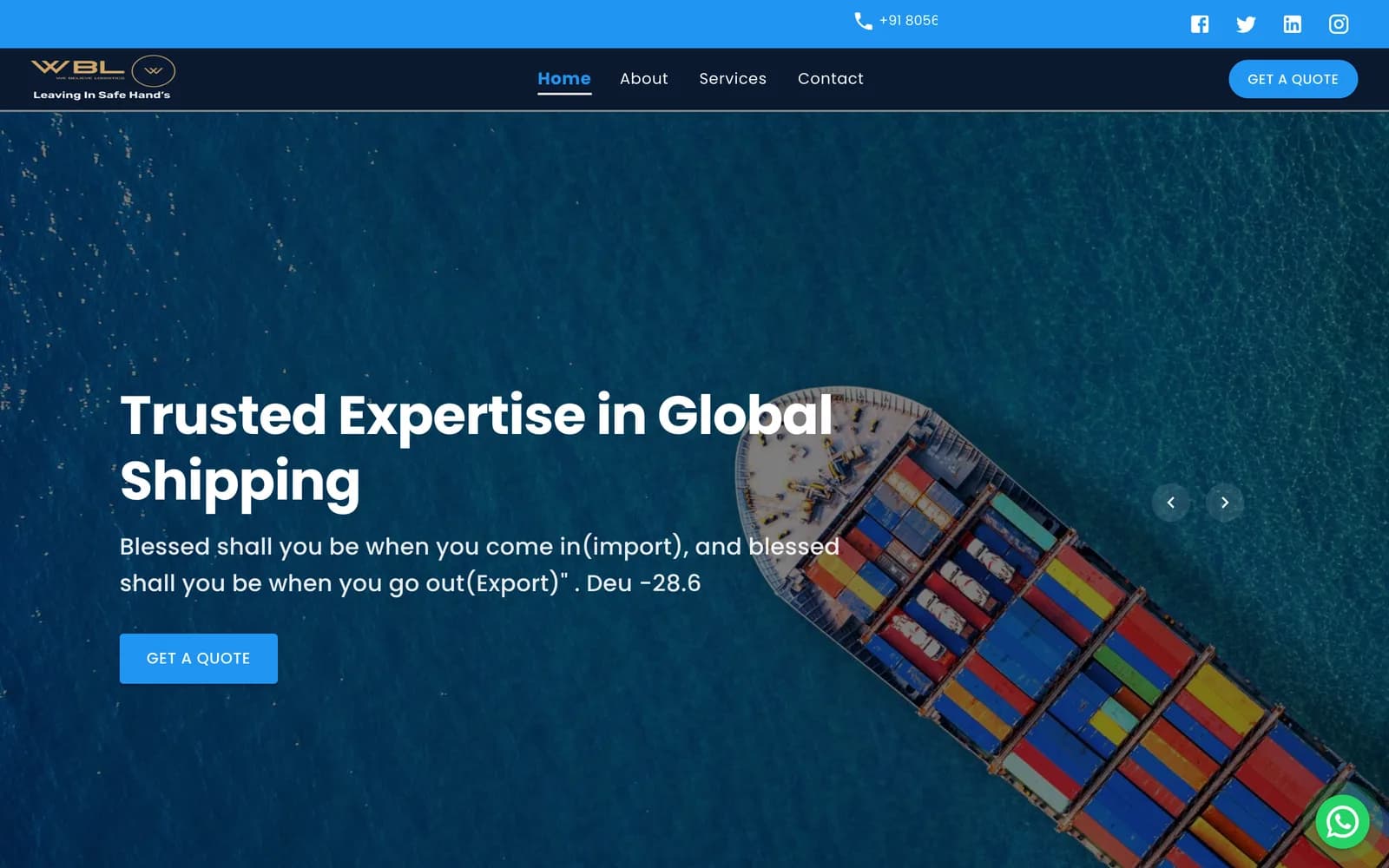 We Believe Logistics website