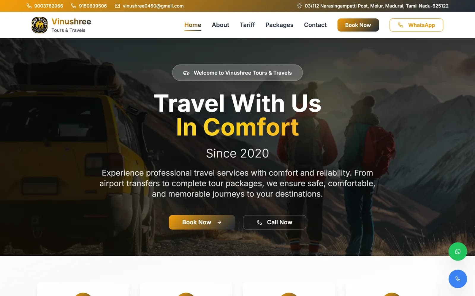 Vinushree Tours & Travels website