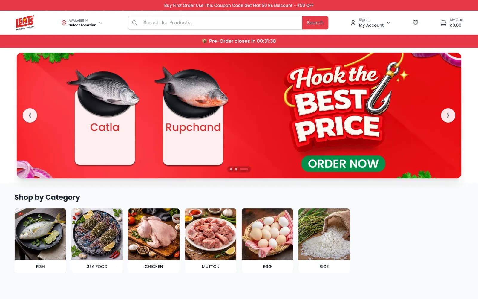 Leats: Fresh meat and seafood delivered on an own fleet, on a platform that knows a whole fish is not the thing it sells. Storefront, warehouse, processing, delivery and finance in one system.